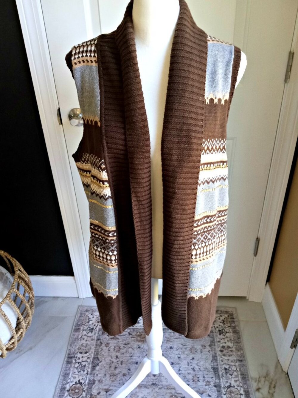 NWOT! CHARTER CLUB FAIR ISLE OPEN VEST SZ M